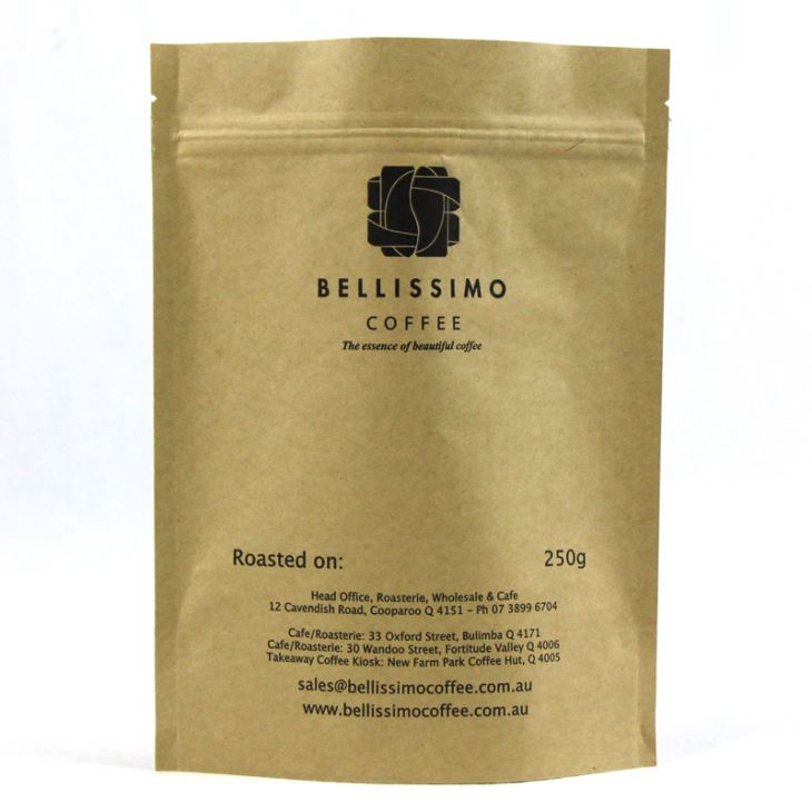 250g ยืนขึ้นถุงกาแฟด้วยซิป