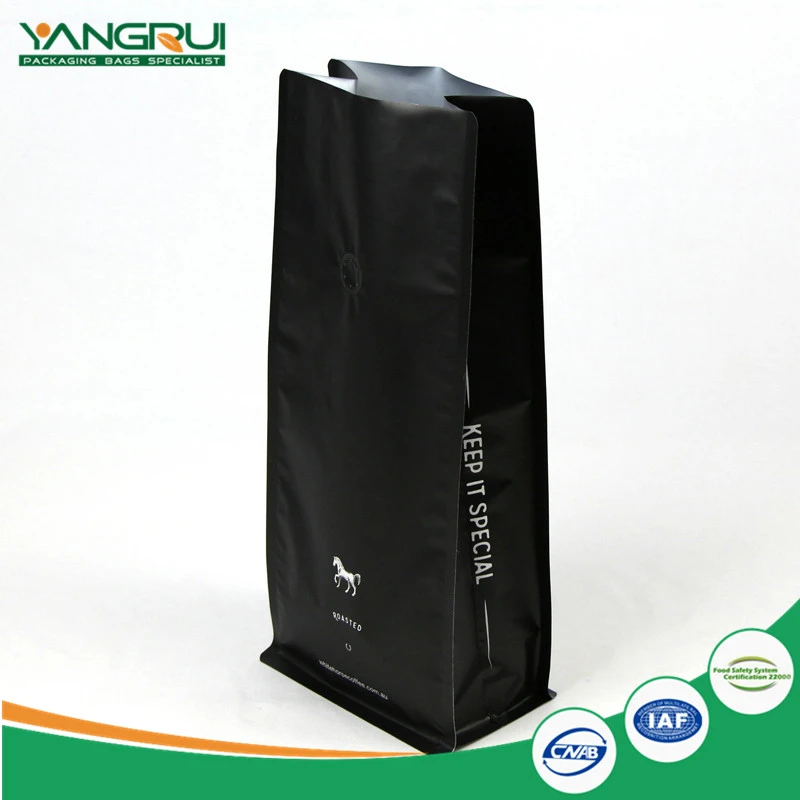 ถุงอลูมิเนียมฟอยล์กาแฟพร้อมวาล์ว 8 ด้านซีล Aluminium Foil Coffee Bag With Valve 8 Side Sealed