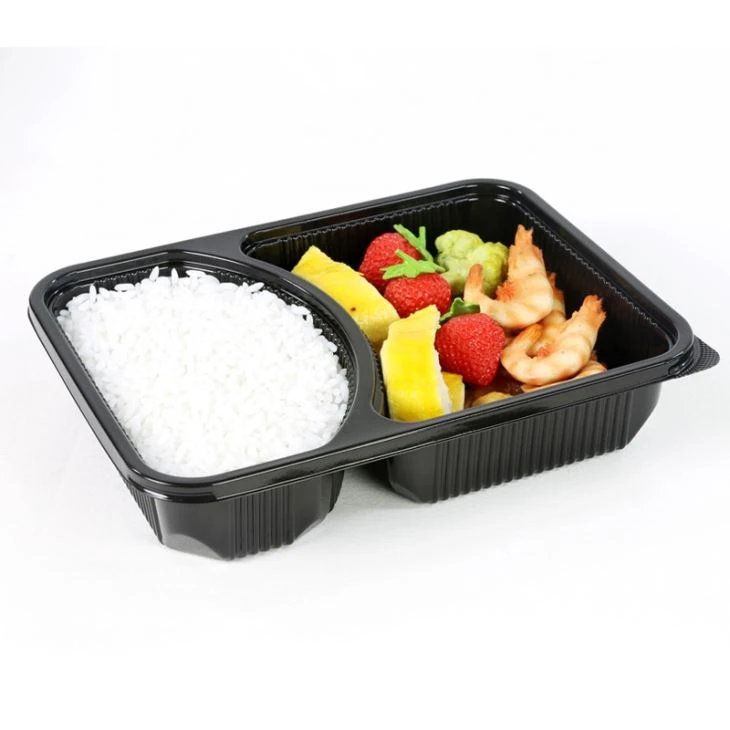 Disposable Bento Box PP 2 Compartment Food Containers With Lid
