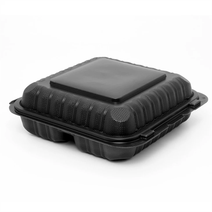 Eco Friendly 9x9X3inch Black Disposable Meal Prep Food Storage Containers Reusable Plastic Bento Lunch Box