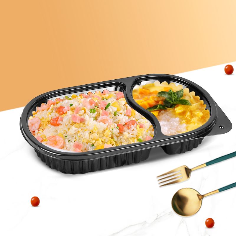 Thermoform คุณภาพสูง 3 ช่อง White Clamshell To Go Boxes ภาชนะบรรจุอาหารกลางวั...