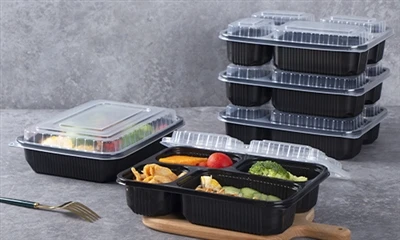 กล่องอาหารเตรียมอาหารสี่เหลี่ยม Takeout กล่องบรรจุภัณฑ์อาหารจานด่วนไมโครเวฟกล...